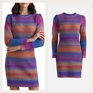 Shoshanna Ridley Ombre Ribbed Knit Sweater Dress Size S